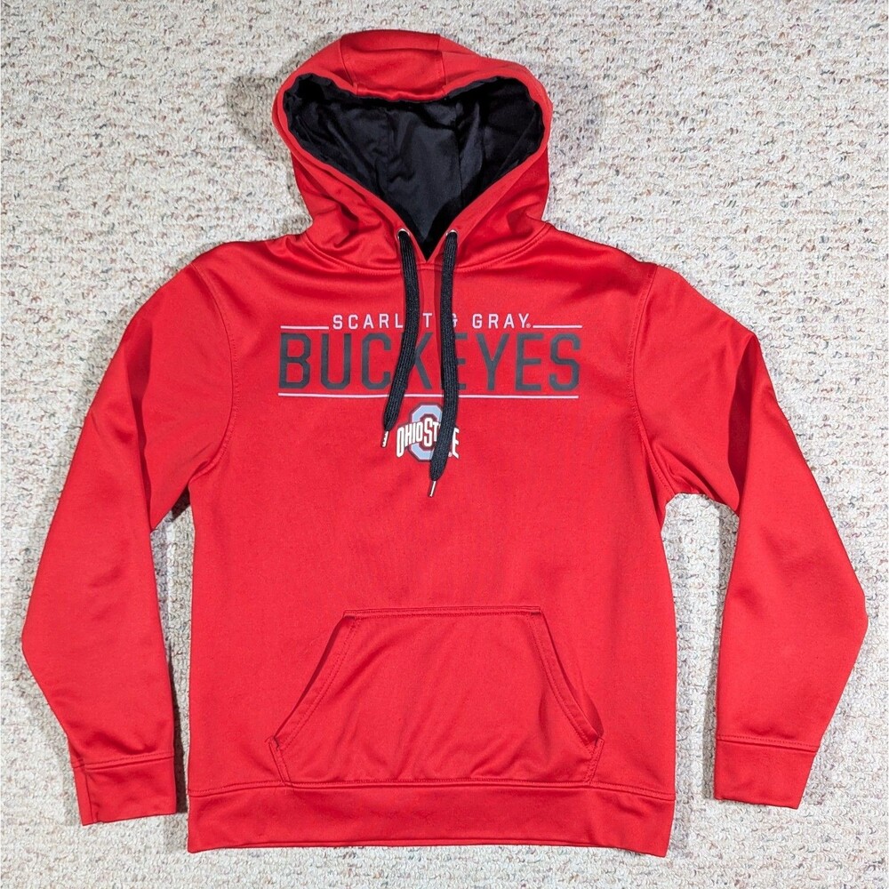 Ohio State Buckeyes Hoodie Pullover Medium Red Scarlet & Gray Authentic Apparel